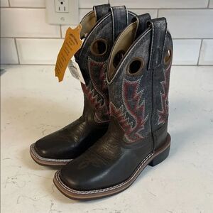 Smokey Mountain Boots Black & Brown Distressed Western Cowboy Boots Size 9.5 New
